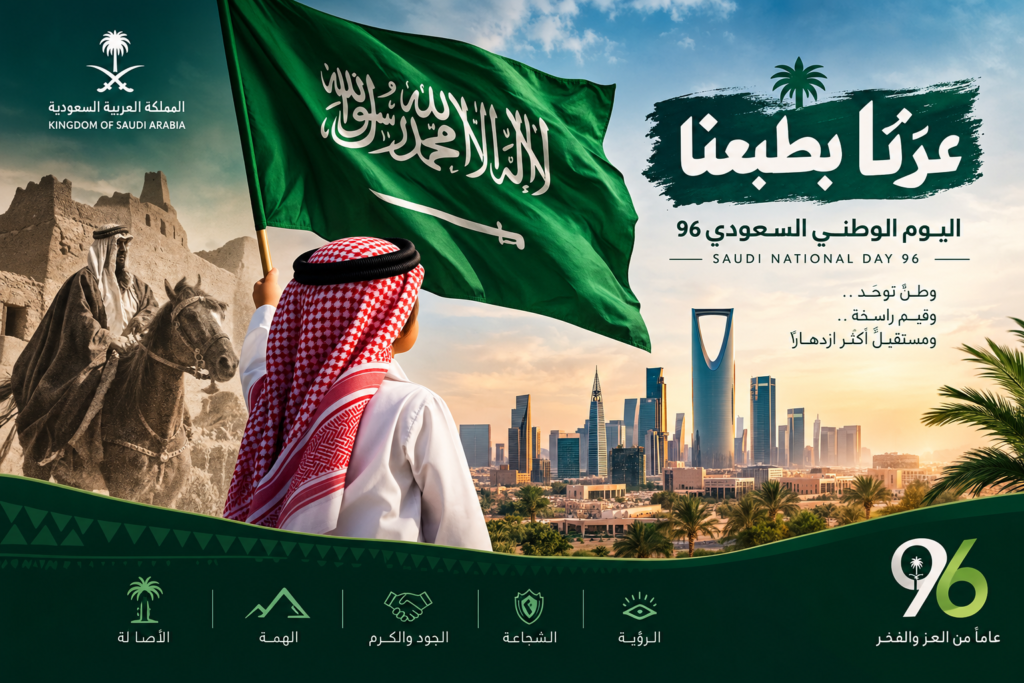 اليوم الوطني السعودي 96.. «عزّنا بطبعنا» ومسيرة وطن تتجدد بالإنجاز
